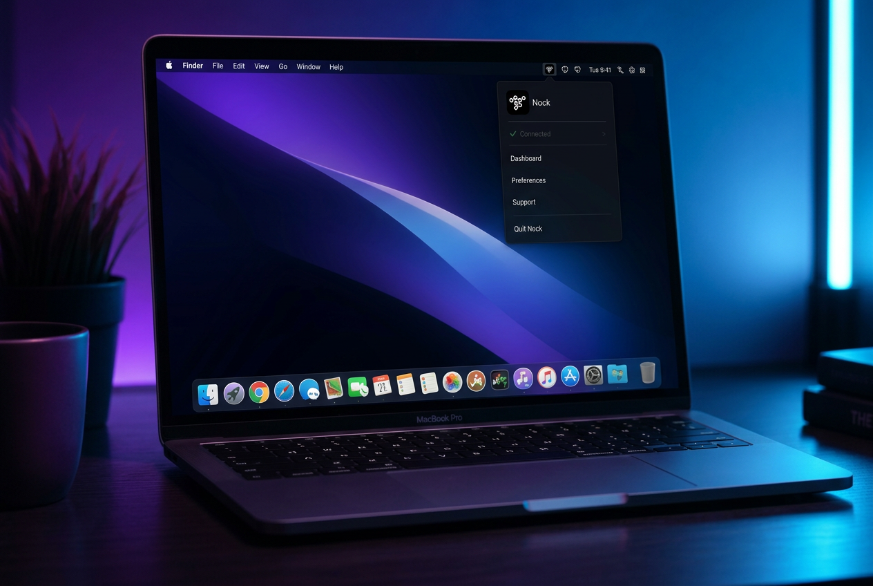 MacBook Pro with the Nock icon in the macOS menu bar